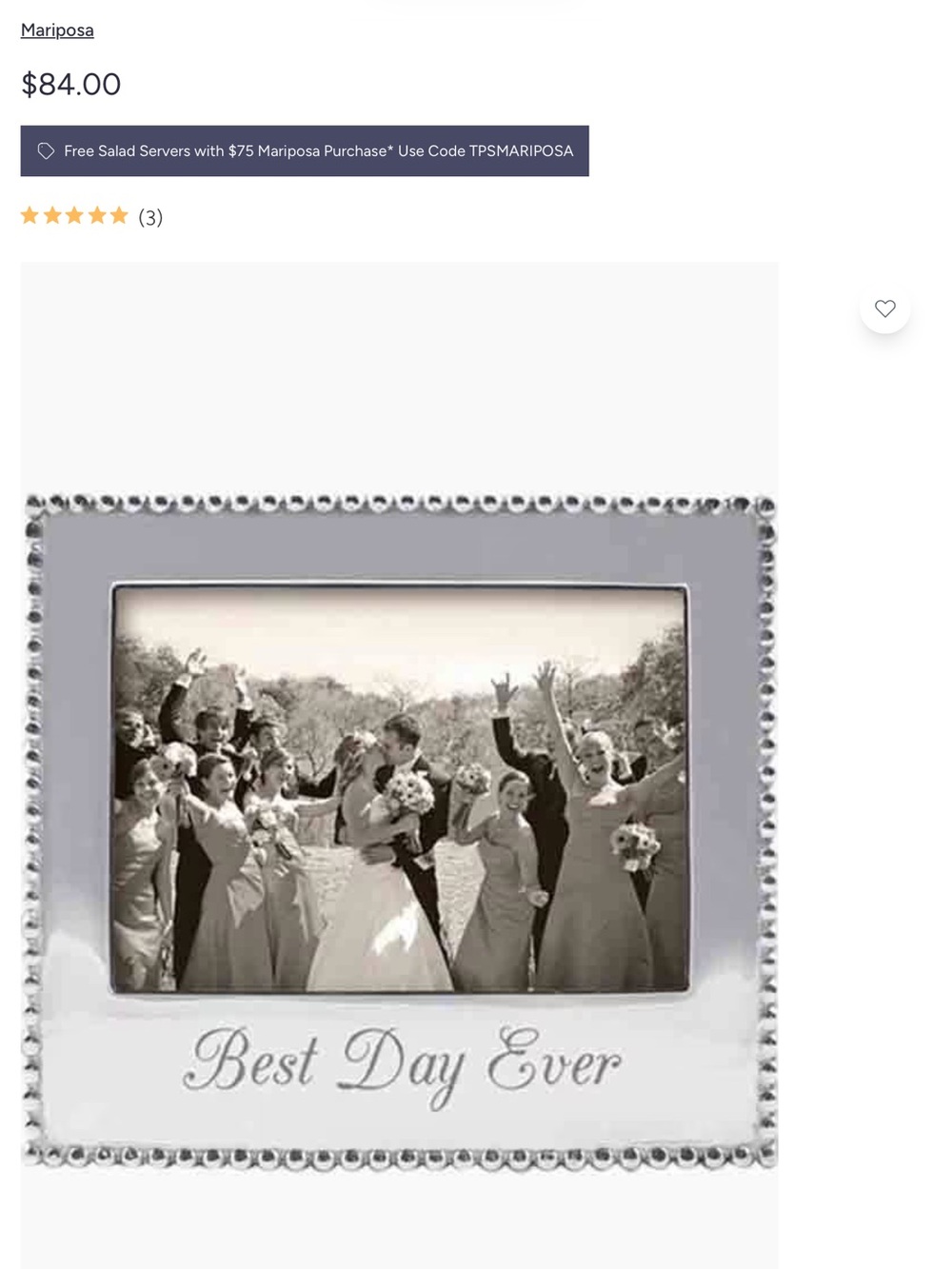 Mariposa Silver Beaded 'Best Day Ever' Sentiment Photo Frame - Picture 3 of 3